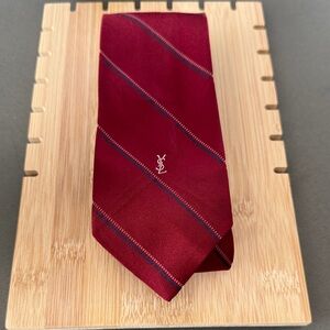 Yves Saint Laurent Pre Owned Burgundy/ Navy Striped Tie